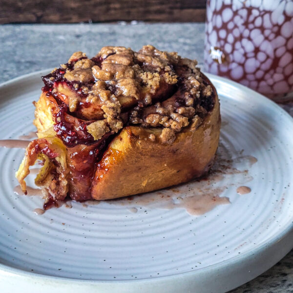 Dairy Free Blackberry Raspberry Cinnamon Rolls